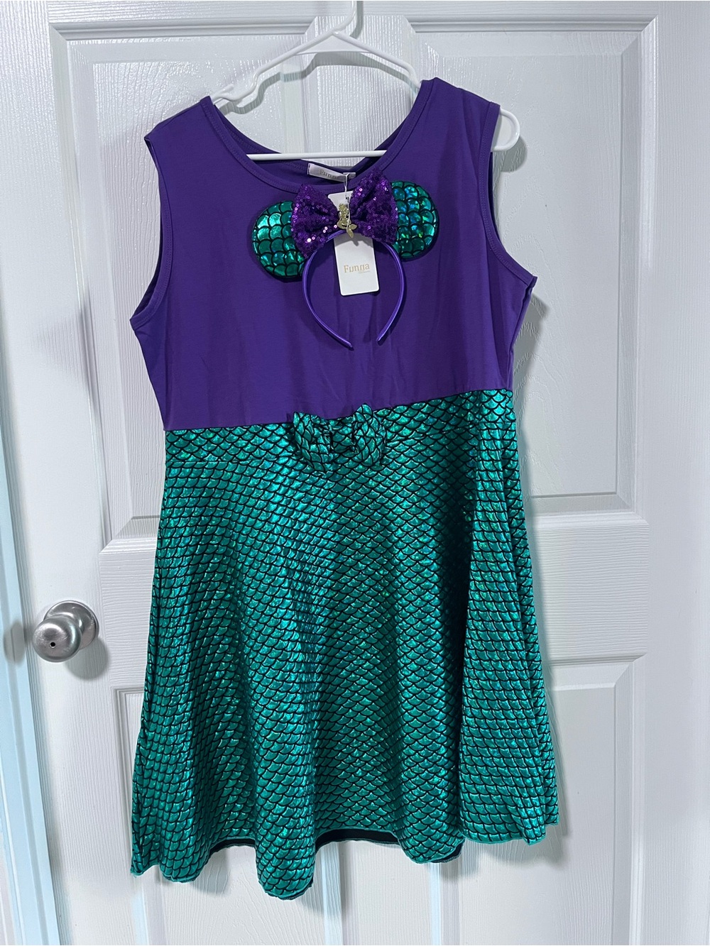 Women’s XL Purple and Teal Mermaid dress and headband NWT Ariel